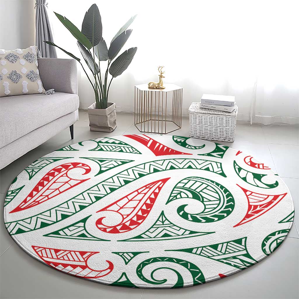 New Zealand Kowhaiwhai Christmas Round Carpet Traditional Maori Koru Pattern - Aussie Hoodie