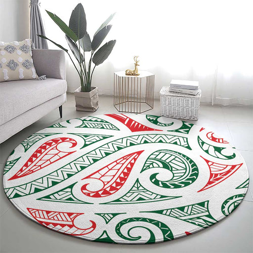 New Zealand Kowhaiwhai Christmas Round Carpet Traditional Maori Koru Pattern - Aussie Hoodie