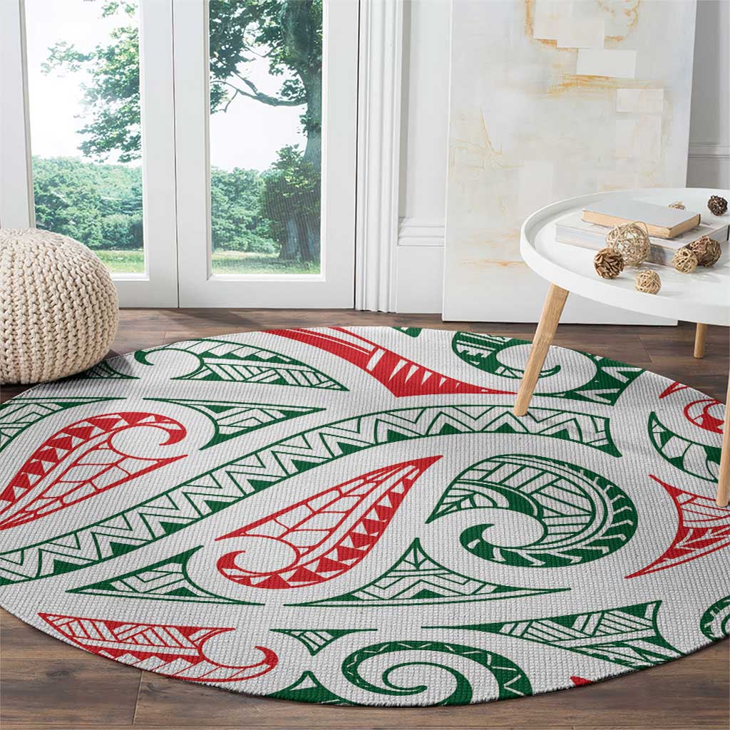 New Zealand Kowhaiwhai Christmas Round Carpet Traditional Maori Koru Pattern - Aussie Hoodie