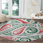 New Zealand Kowhaiwhai Christmas Round Carpet Traditional Maori Koru Pattern - Aussie Hoodie