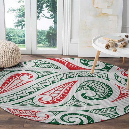 New Zealand Kowhaiwhai Christmas Round Carpet Traditional Maori Koru Pattern - Aussie Hoodie