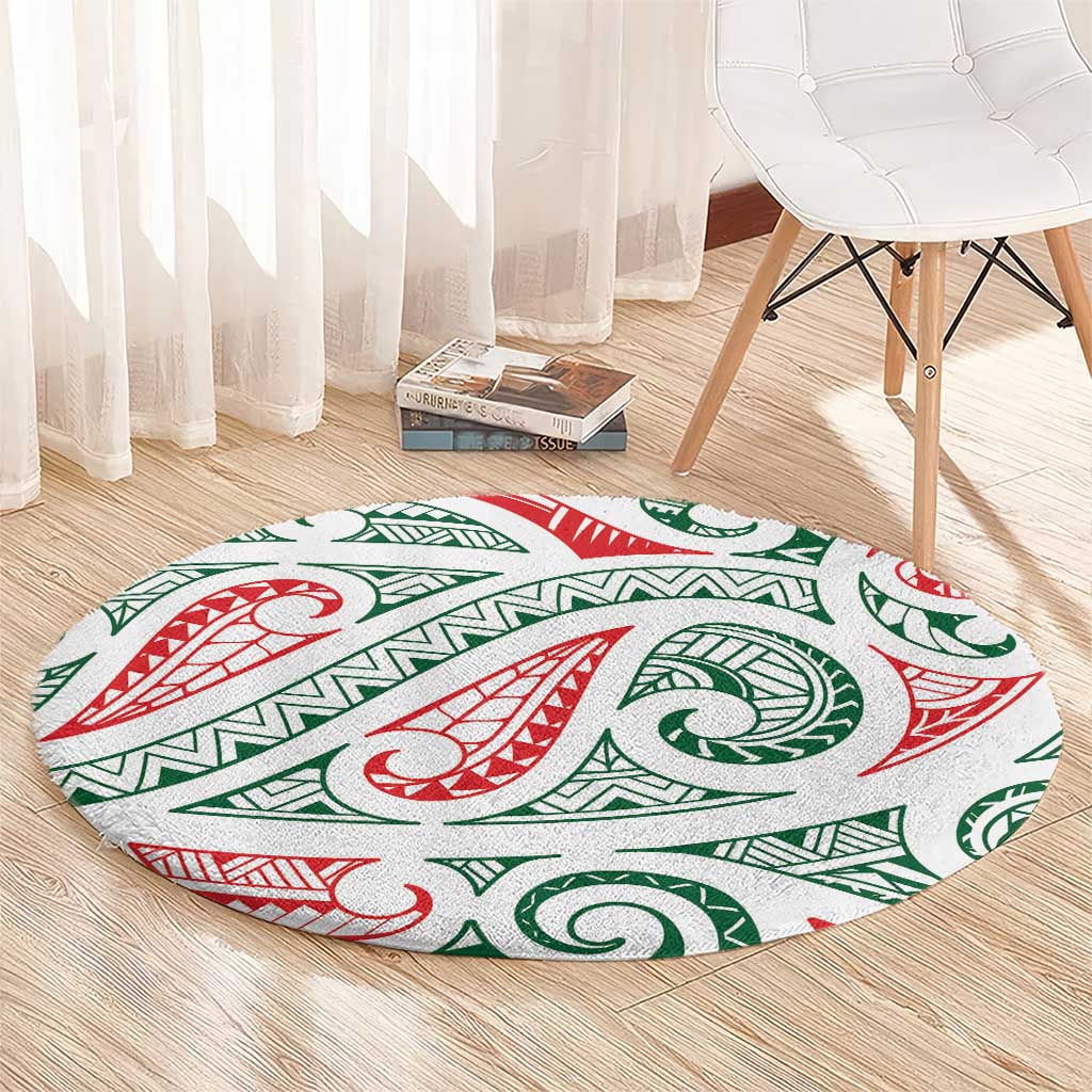 New Zealand Kowhaiwhai Christmas Round Carpet Traditional Maori Koru Pattern - Aussie Hoodie