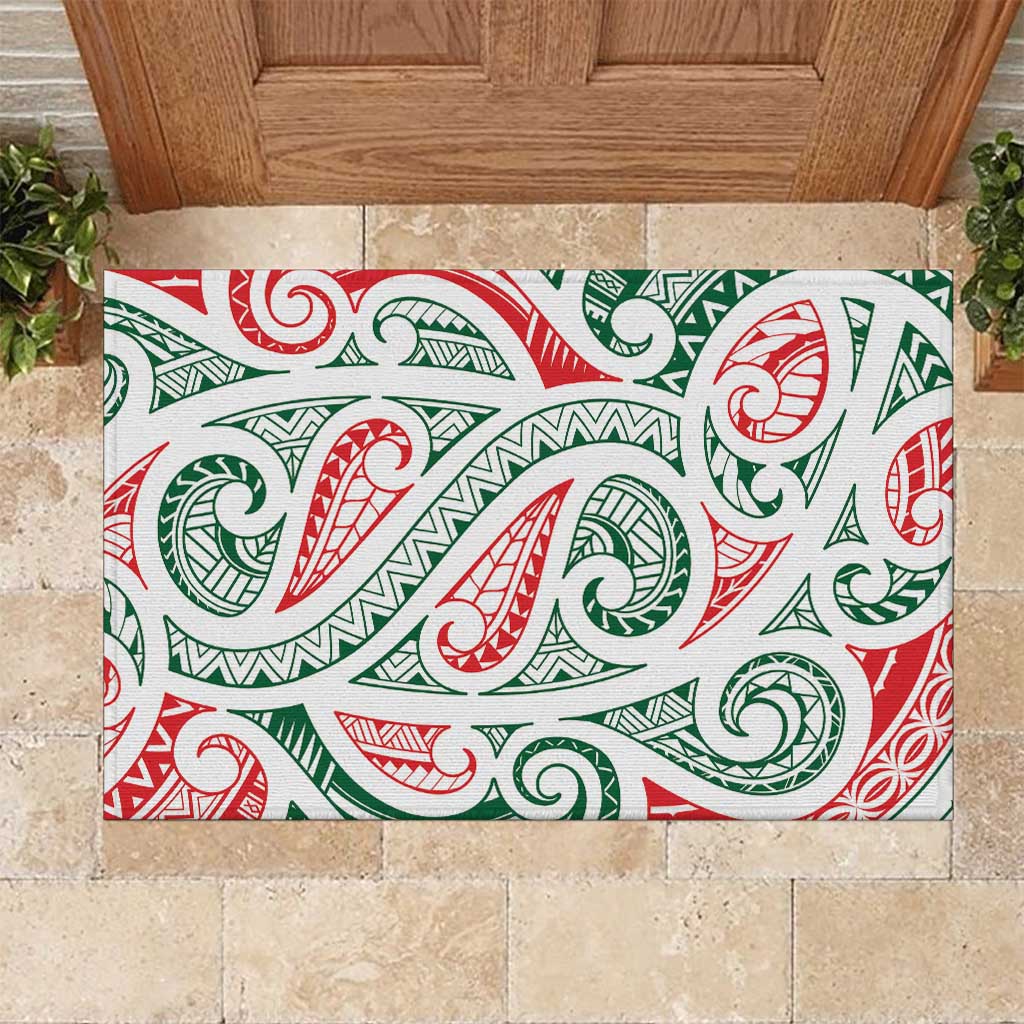 New Zealand Kowhaiwhai Christmas Rubber Doormat Traditional Maori Koru Pattern - Aussie Hoodie