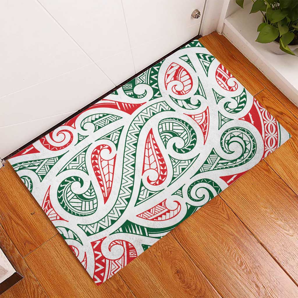 New Zealand Kowhaiwhai Christmas Rubber Doormat Traditional Maori Koru Pattern - Aussie Hoodie