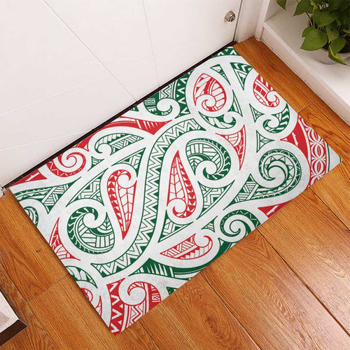 New Zealand Kowhaiwhai Christmas Rubber Doormat Traditional Maori Koru Pattern - Aussie Hoodie