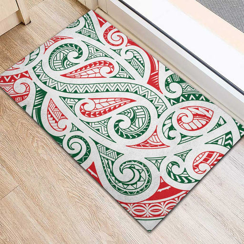 New Zealand Kowhaiwhai Christmas Rubber Doormat Traditional Maori Koru Pattern - Aussie Hoodie