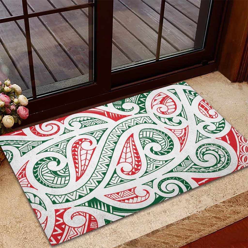 New Zealand Kowhaiwhai Christmas Rubber Doormat Traditional Maori Koru Pattern - Aussie Hoodie