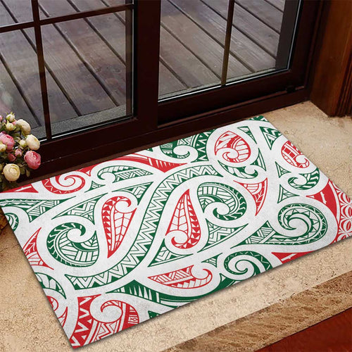 New Zealand Kowhaiwhai Christmas Rubber Doormat Traditional Maori Koru Pattern - Aussie Hoodie