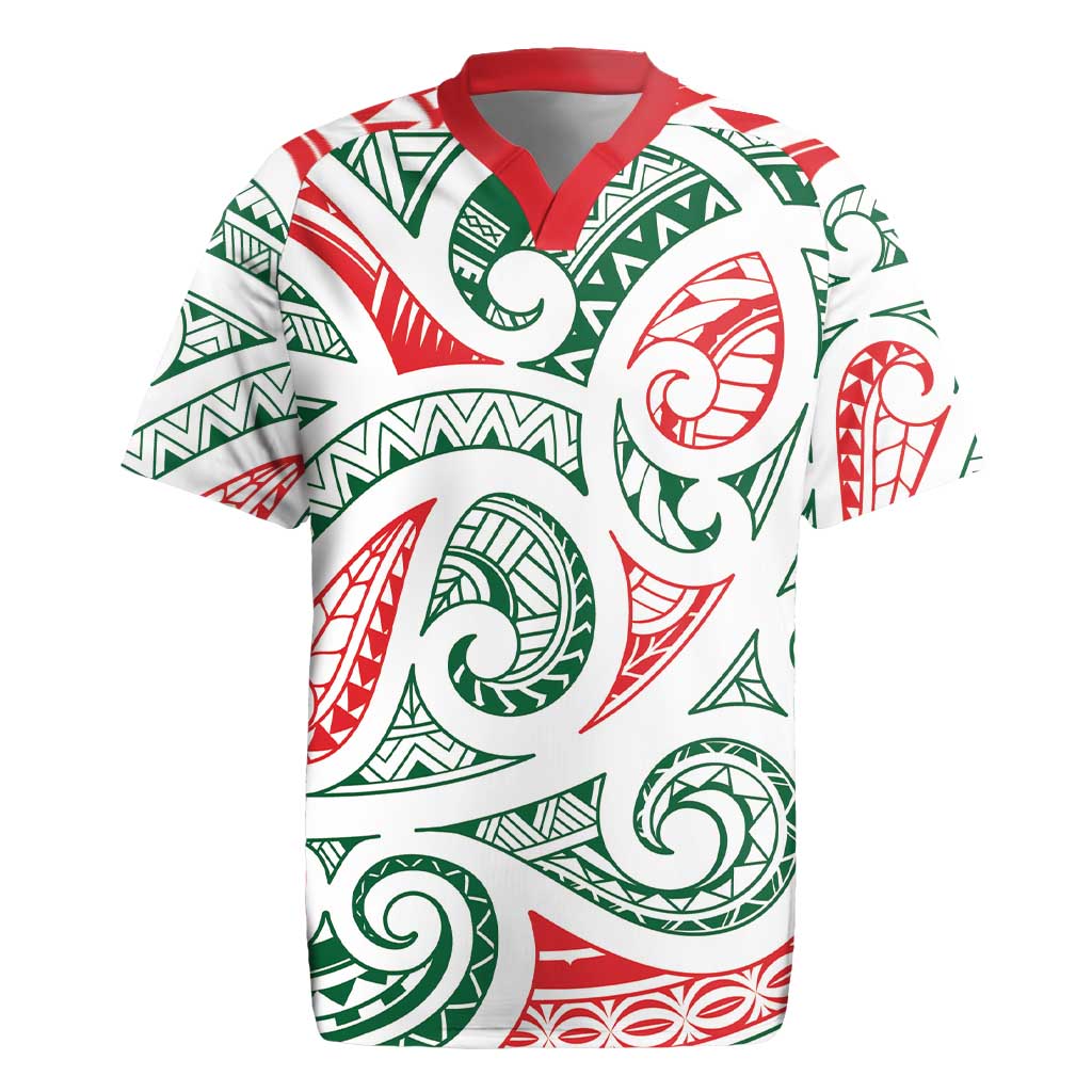 New Zealand Kowhaiwhai Christmas Rugby Jersey Traditional Maori Koru Pattern - Aussie Hoodie