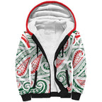 New Zealand Kowhaiwhai Christmas Sherpa Hoodie Traditional Maori Koru Pattern - Aussie Hoodie