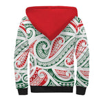 New Zealand Kowhaiwhai Christmas Sherpa Hoodie Traditional Maori Koru Pattern - Aussie Hoodie