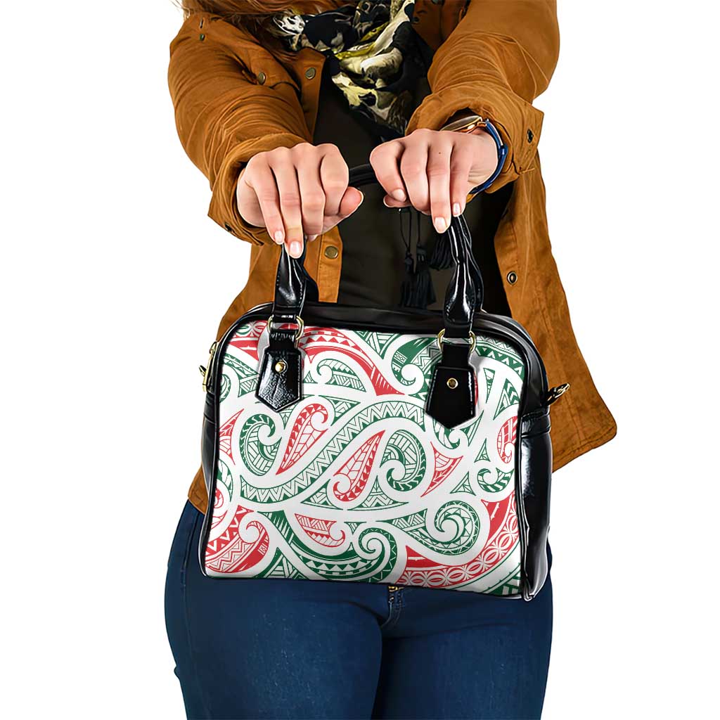 New Zealand Kowhaiwhai Christmas Shoulder Handbag Traditional Maori Koru Pattern - Aussie Hoodie