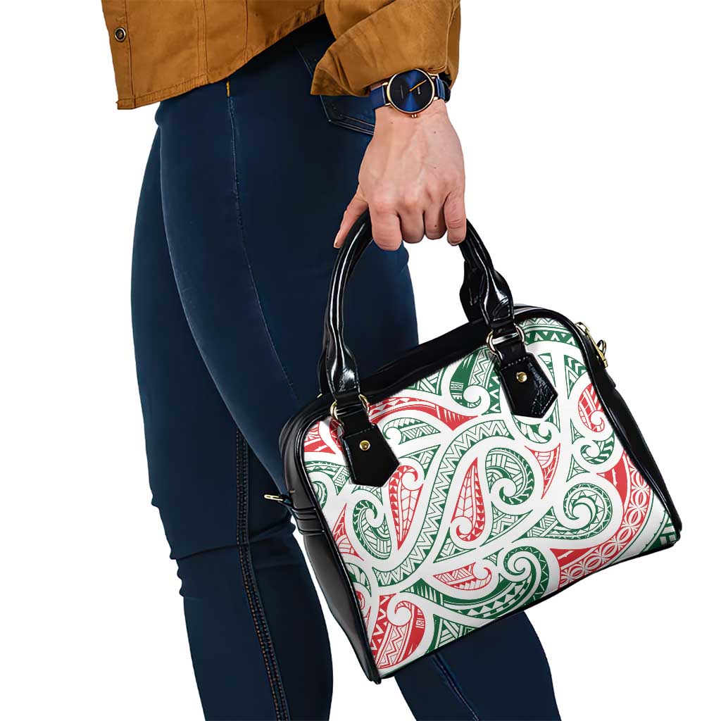New Zealand Kowhaiwhai Christmas Shoulder Handbag Traditional Maori Koru Pattern - Aussie Hoodie