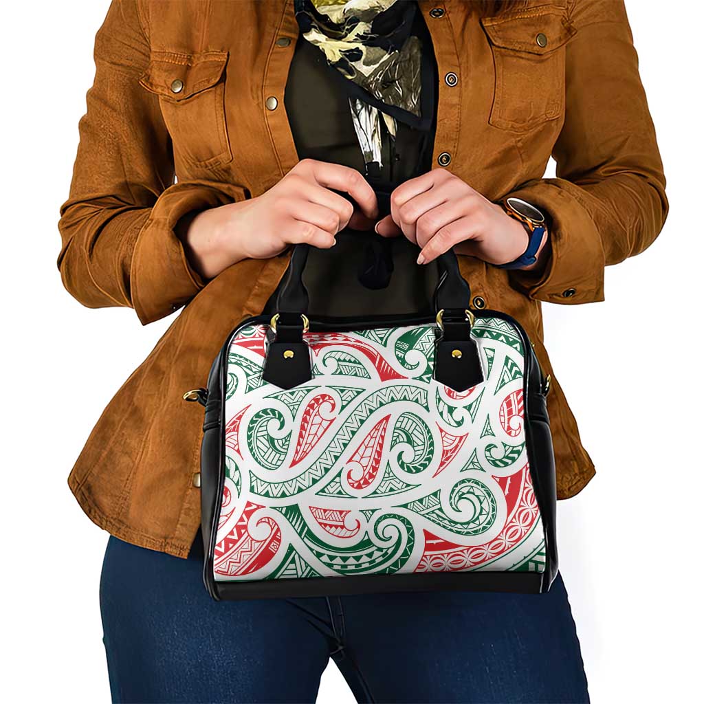New Zealand Kowhaiwhai Christmas Shoulder Handbag Traditional Maori Koru Pattern - Aussie Hoodie
