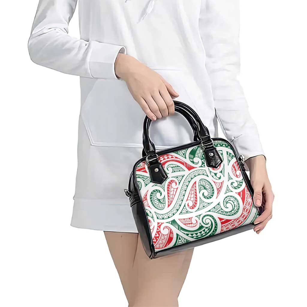 New Zealand Kowhaiwhai Christmas Shoulder Handbag Traditional Maori Koru Pattern - Aussie Hoodie