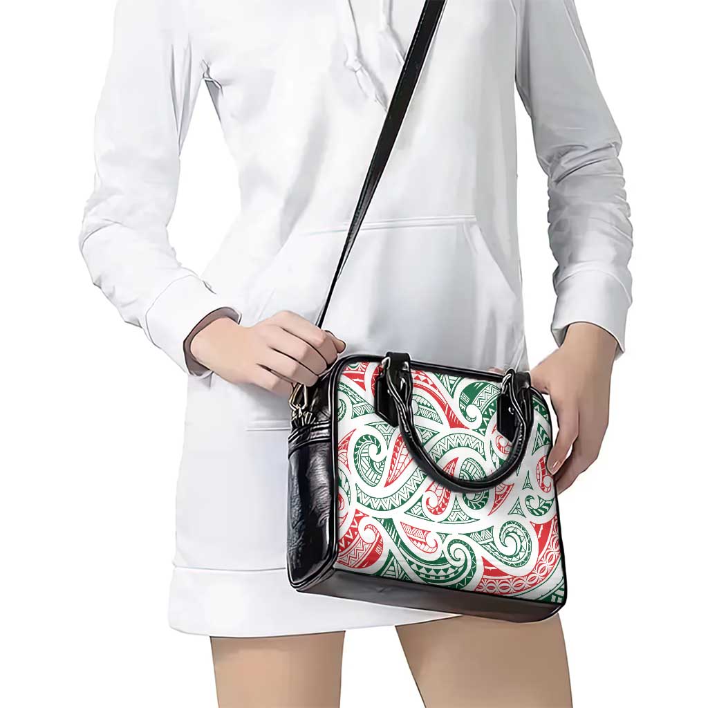 New Zealand Kowhaiwhai Christmas Shoulder Handbag Traditional Maori Koru Pattern - Aussie Hoodie