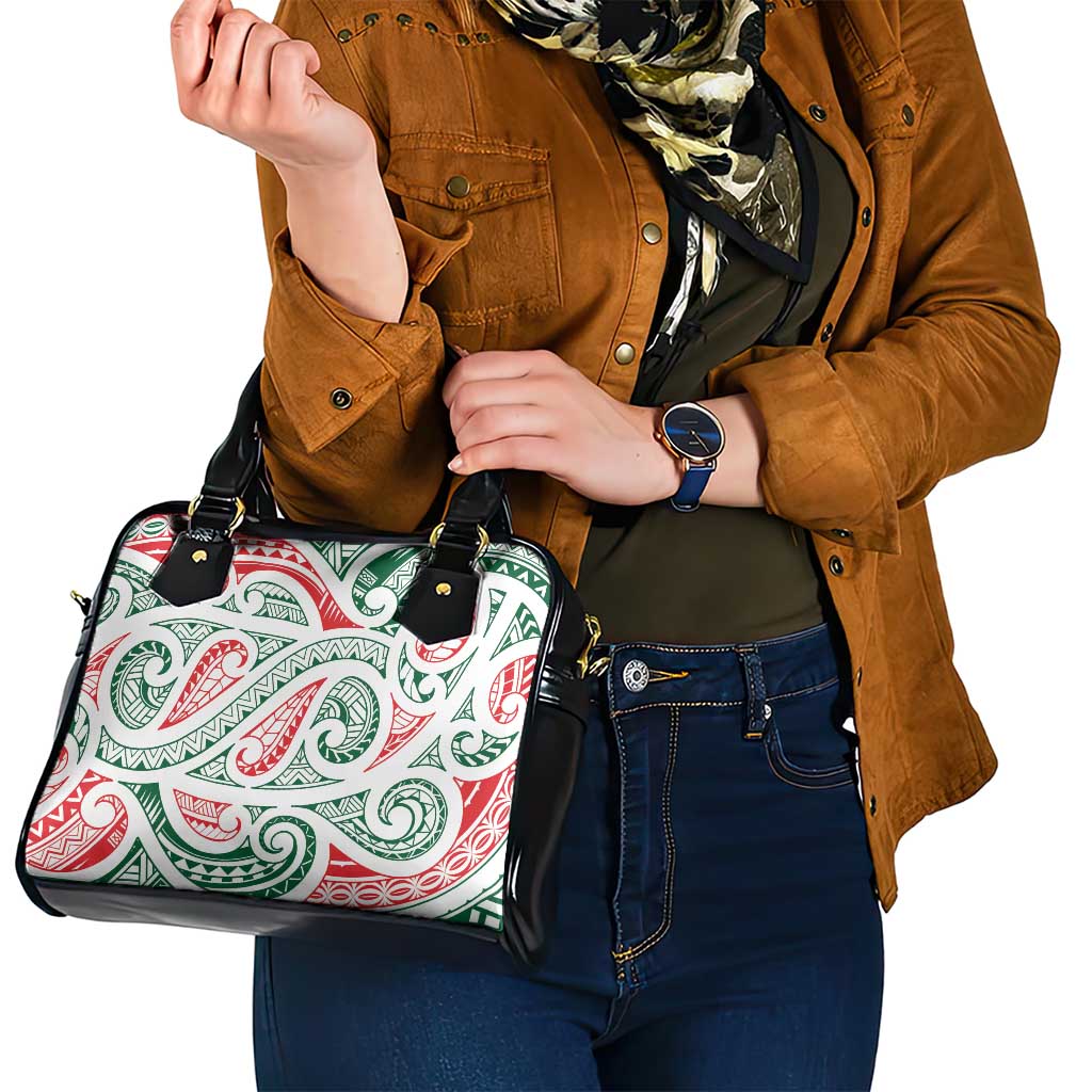 New Zealand Kowhaiwhai Christmas Shoulder Handbag Traditional Maori Koru Pattern - Aussie Hoodie