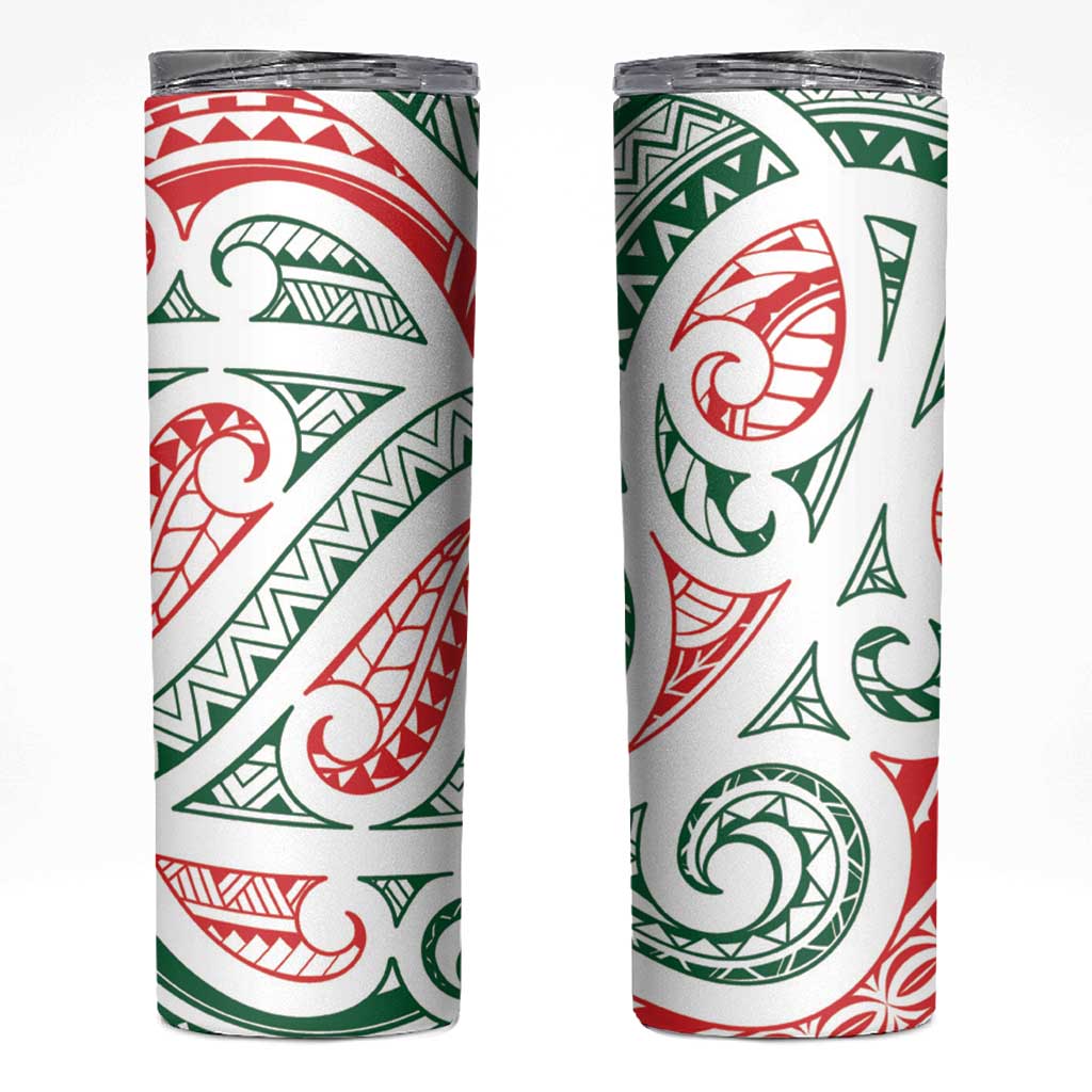 New Zealand Kowhaiwhai Christmas Skinny Tumbler Traditional Maori Koru Pattern - Aussie Hoodie