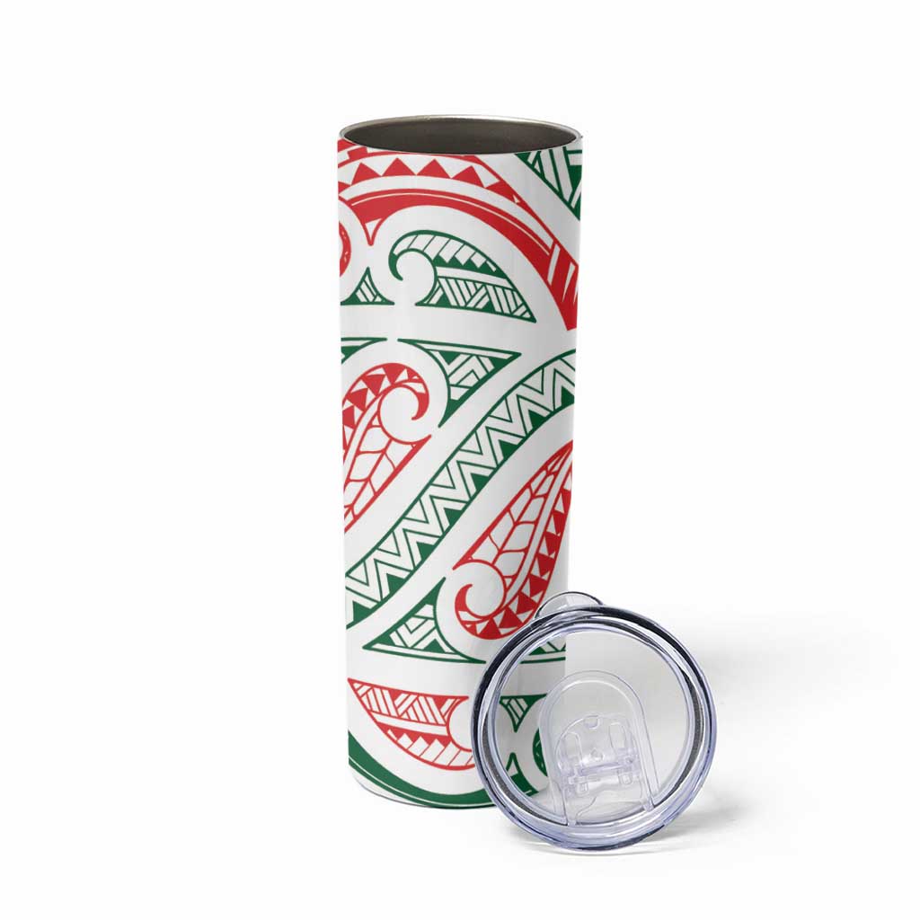 New Zealand Kowhaiwhai Christmas Skinny Tumbler Traditional Maori Koru Pattern - Aussie Hoodie
