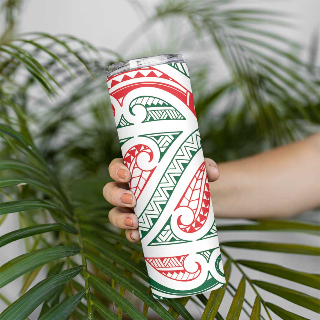 New Zealand Kowhaiwhai Christmas Skinny Tumbler Traditional Maori Koru Pattern - Aussie Hoodie