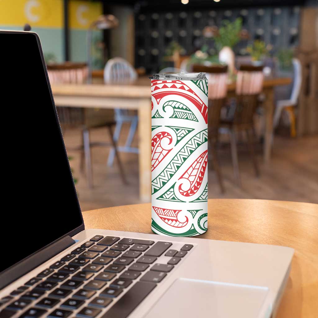 New Zealand Kowhaiwhai Christmas Skinny Tumbler Traditional Maori Koru Pattern - Aussie Hoodie