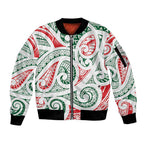 New Zealand Kowhaiwhai Christmas Sleeve Zip Bomber Jacket Traditional Maori Koru Pattern - Aussie Hoodie