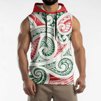 New Zealand Kowhaiwhai Christmas Sleeveless Hoodie Traditional Maori Koru Pattern - Aussie Hoodie