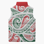 New Zealand Kowhaiwhai Christmas Sleeveless Puffer Jacket Traditional Maori Koru Pattern - Aussie Hoodie