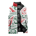 New Zealand Kowhaiwhai Christmas Sleeveless Puffer Jacket Traditional Maori Koru Pattern - Aussie Hoodie