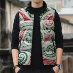 New Zealand Kowhaiwhai Christmas Sleeveless Puffer Jacket Traditional Maori Koru Pattern - Aussie Hoodie