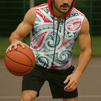 New Zealand Kowhaiwhai Christmas Sleeveless Zip Hoodie Traditional Maori Koru Pattern LT9