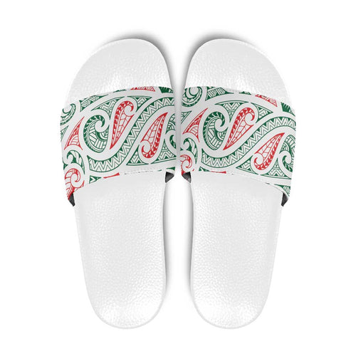 New Zealand Kowhaiwhai Christmas Slide Sandals Traditional Maori Koru Pattern - Aussie Hoodie