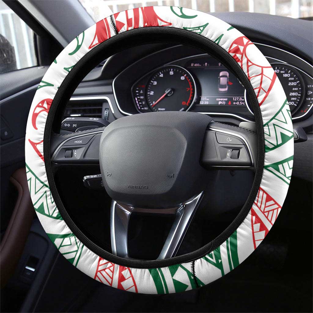New Zealand Kowhaiwhai Christmas Steering Wheel Cover Traditional Maori Koru Pattern - Aussie Hoodie