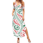 New Zealand Kowhaiwhai Christmas Summer Maxi Dress Traditional Maori Koru Pattern - Aussie Hoodie
