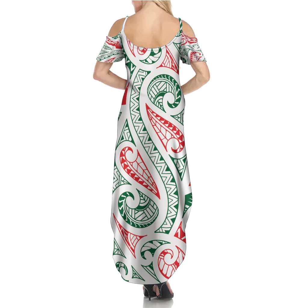 New Zealand Kowhaiwhai Christmas Summer Maxi Dress Traditional Maori Koru Pattern - Aussie Hoodie