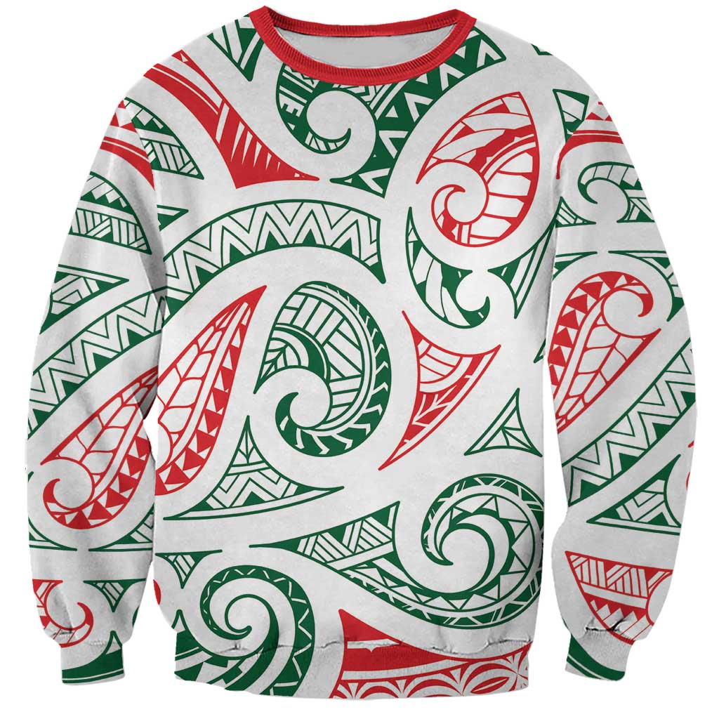 New Zealand Kowhaiwhai Christmas Sweatshirt Traditional Maori Koru Pattern - Aussie Hoodie