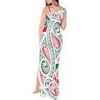 New Zealand Kowhaiwhai Christmas Tank Maxi Dress Traditional Maori Koru Pattern - Aussie Hoodie