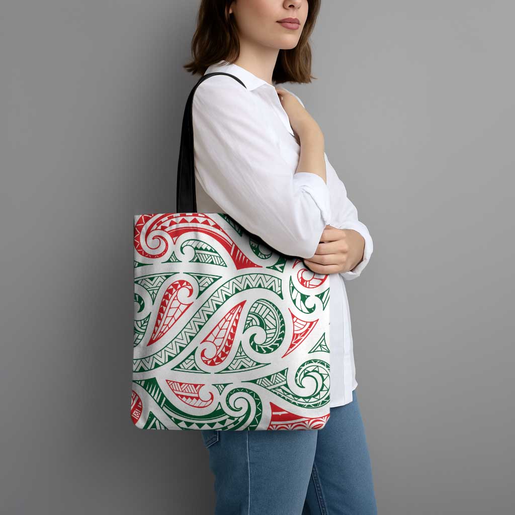 New Zealand Kowhaiwhai Christmas Tote Bag Traditional Maori Koru Pattern - Aussie Hoodie