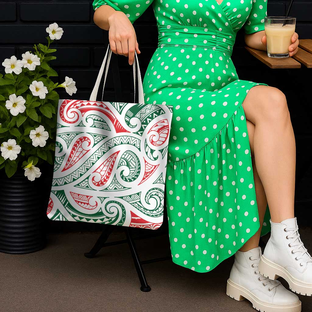 New Zealand Kowhaiwhai Christmas Tote Bag Traditional Maori Koru Pattern - Aussie Hoodie