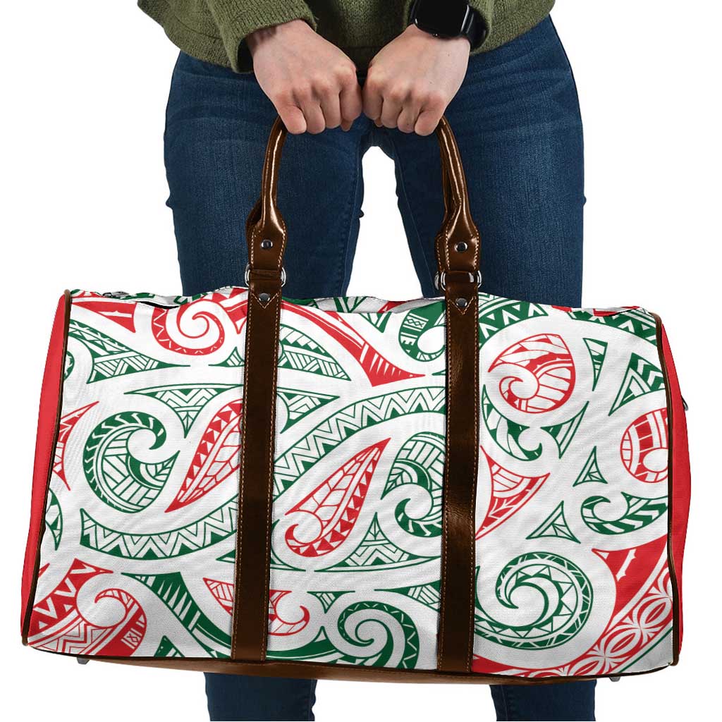 New Zealand Kowhaiwhai Christmas Travel Bag Traditional Maori Koru Pattern - Aussie Hoodie