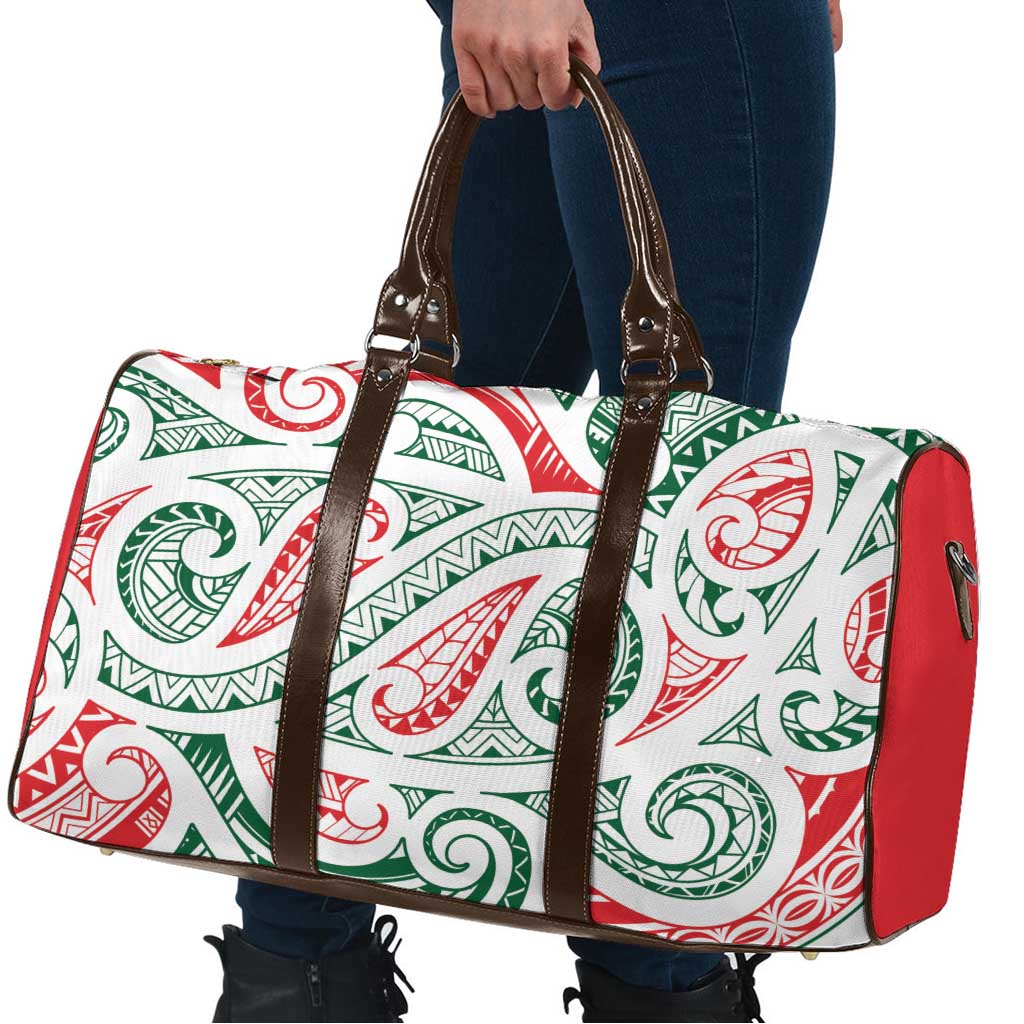 New Zealand Kowhaiwhai Christmas Travel Bag Traditional Maori Koru Pattern - Aussie Hoodie