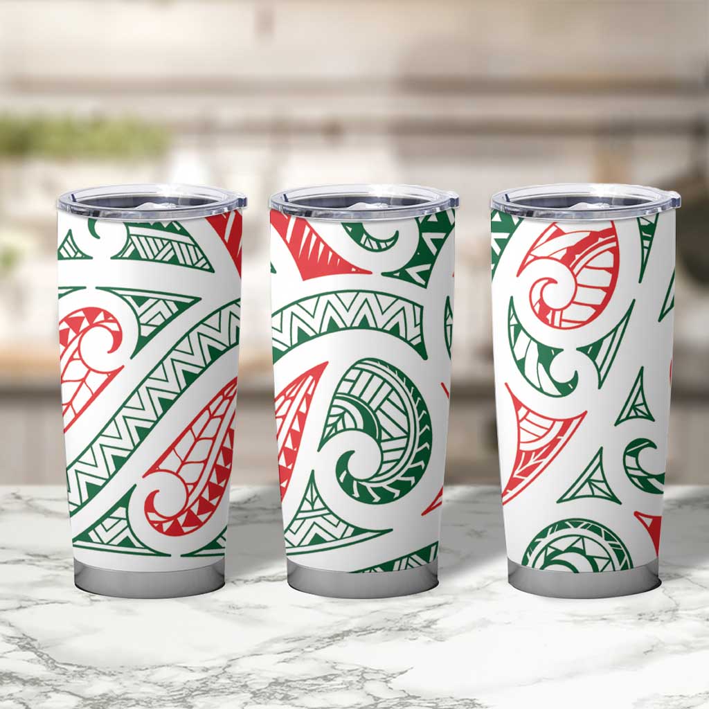 New Zealand Kowhaiwhai Christmas Tumbler Cup Traditional Maori Koru Pattern - Aussie Hoodie