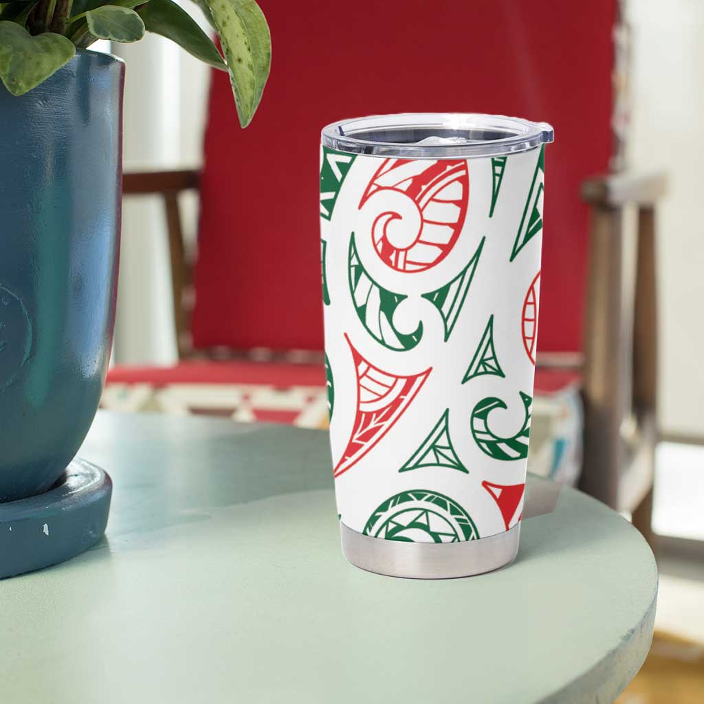 New Zealand Kowhaiwhai Christmas Tumbler Cup Traditional Maori Koru Pattern - Aussie Hoodie