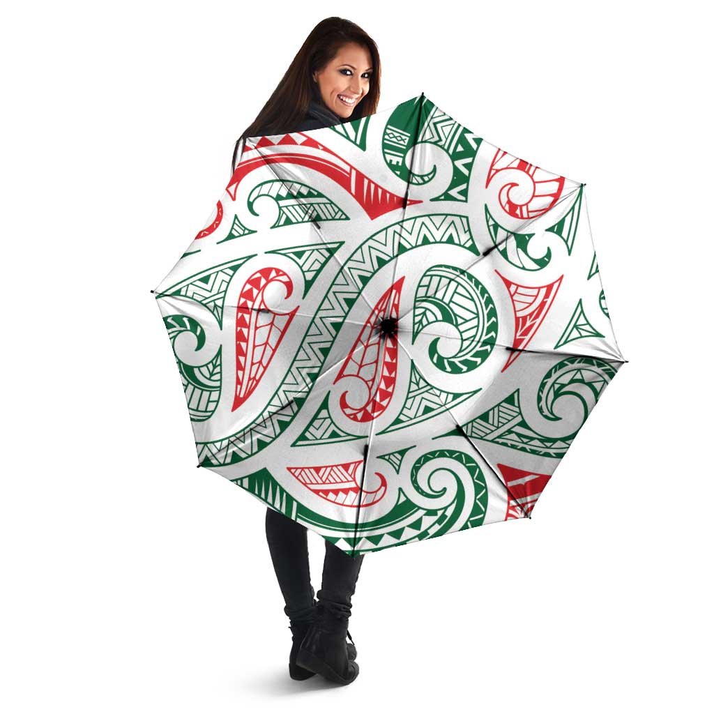 New Zealand Kowhaiwhai Christmas Umbrella Traditional Maori Koru Pattern - Aussie Hoodie