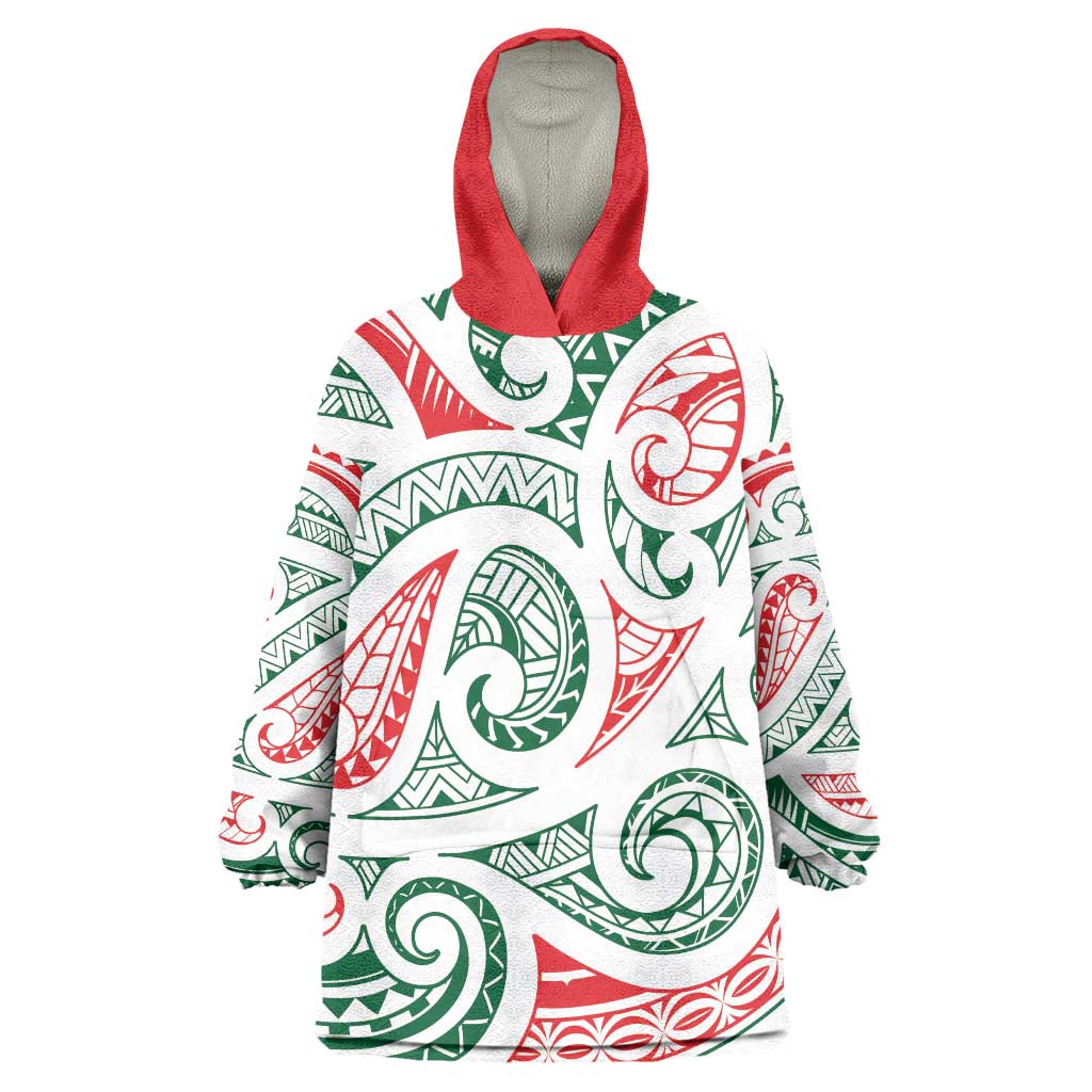 New Zealand Kowhaiwhai Christmas Wearable Blanket Hoodie Traditional Maori Koru Pattern - Aussie Hoodie
