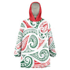 New Zealand Kowhaiwhai Christmas Wearable Blanket Hoodie Traditional Maori Koru Pattern - Aussie Hoodie