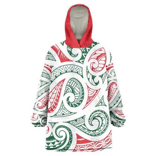 New Zealand Kowhaiwhai Christmas Wearable Blanket Hoodie Traditional Maori Koru Pattern - Aussie Hoodie