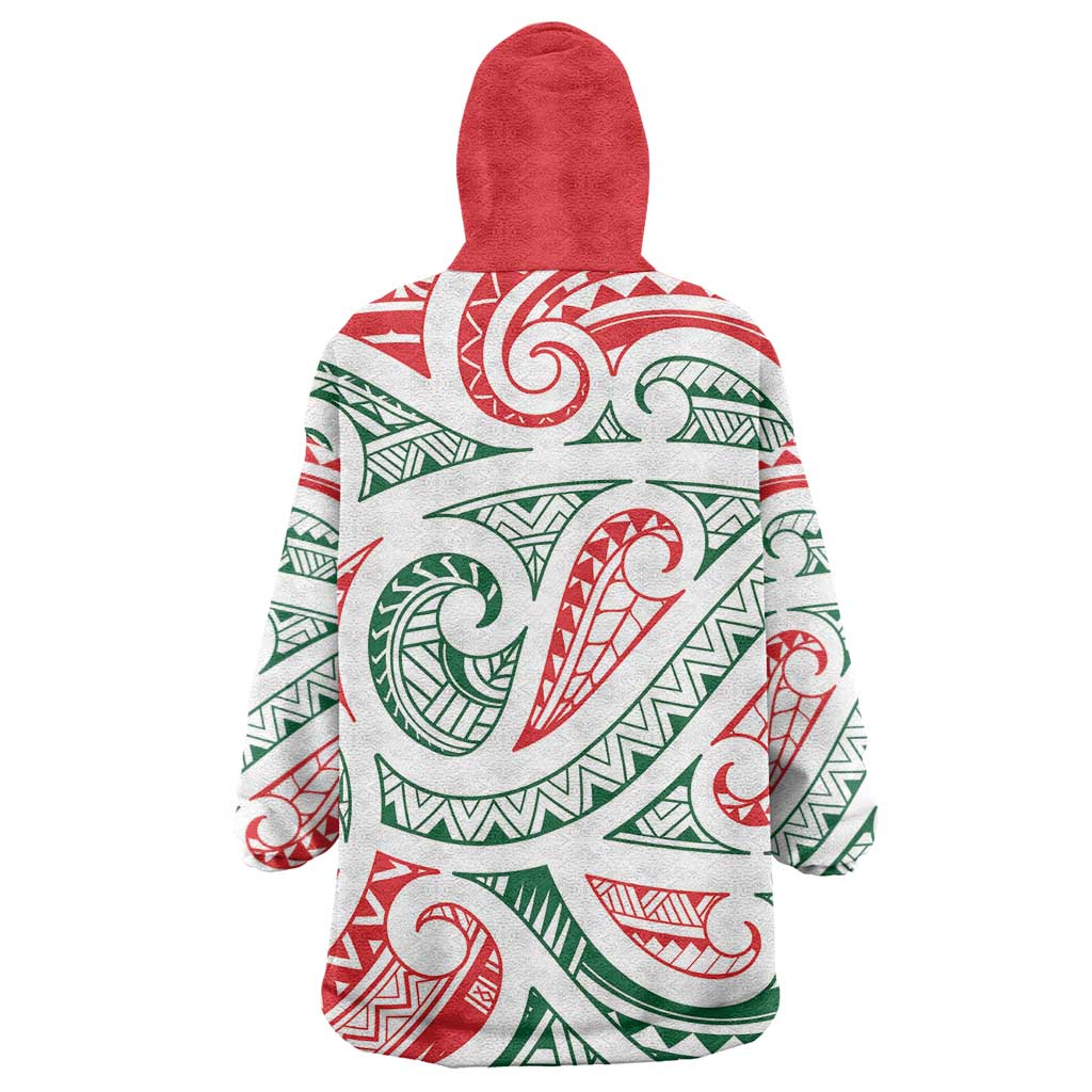 New Zealand Kowhaiwhai Christmas Wearable Blanket Hoodie Traditional Maori Koru Pattern - Aussie Hoodie