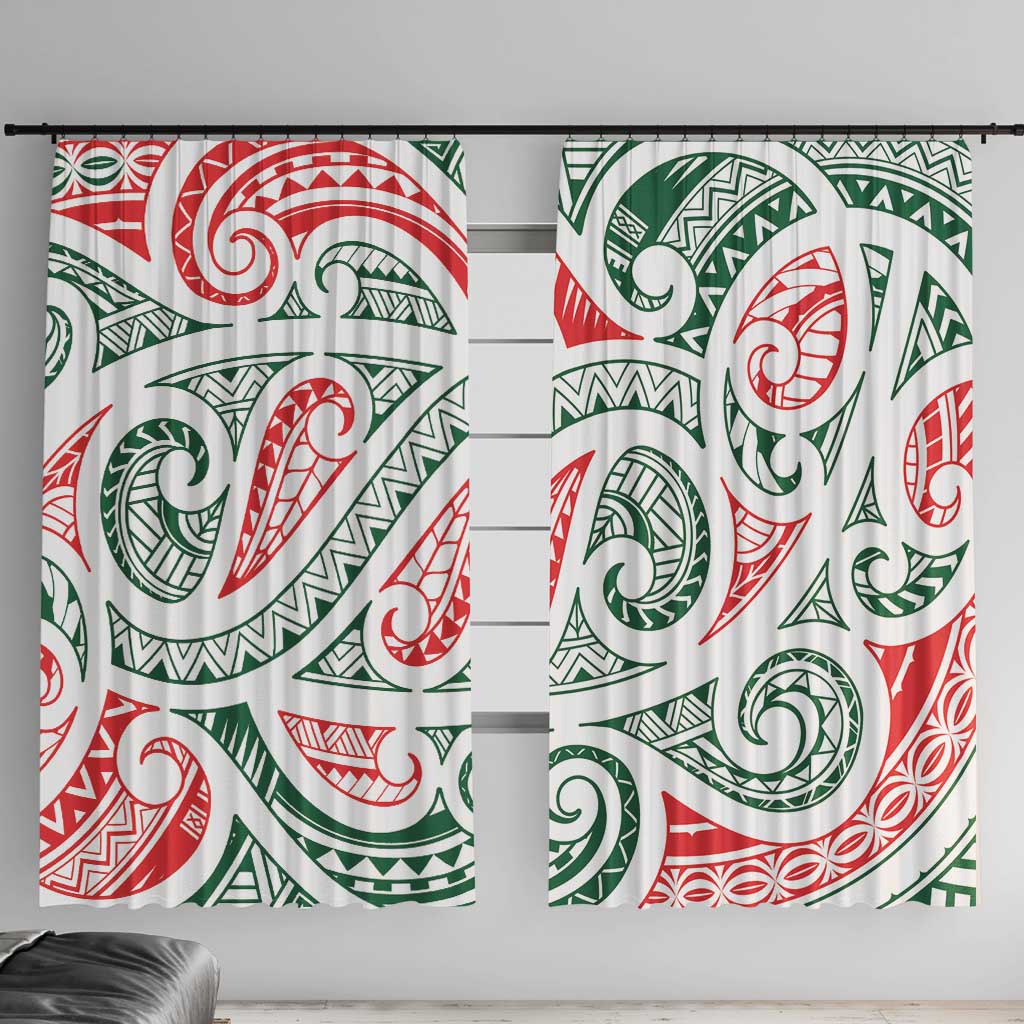 New Zealand Kowhaiwhai Christmas Window Curtain Traditional Maori Koru Pattern - Aussie Hoodie