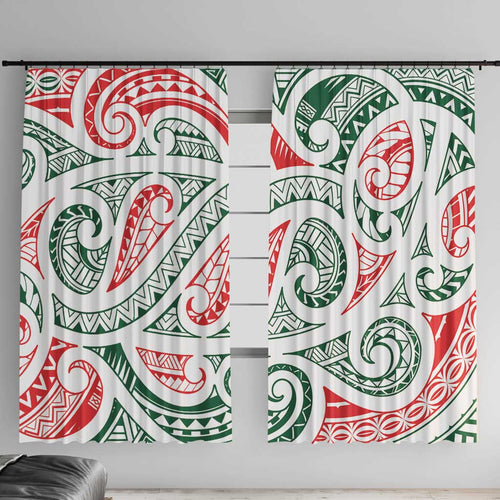 New Zealand Kowhaiwhai Christmas Window Curtain Traditional Maori Koru Pattern - Aussie Hoodie